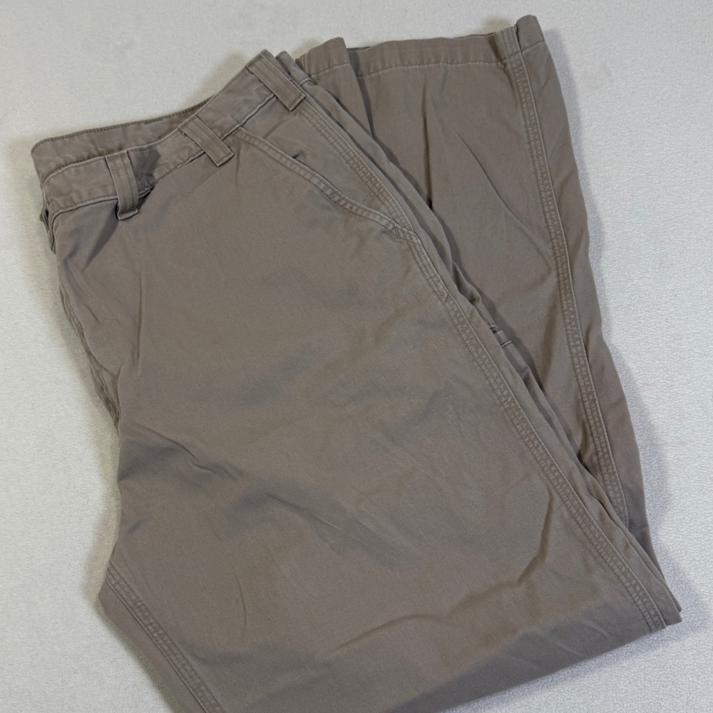 Carhartt Mens Size 44x32 Relaxed Fit Cotton Canvas Work Pants Beige Tan